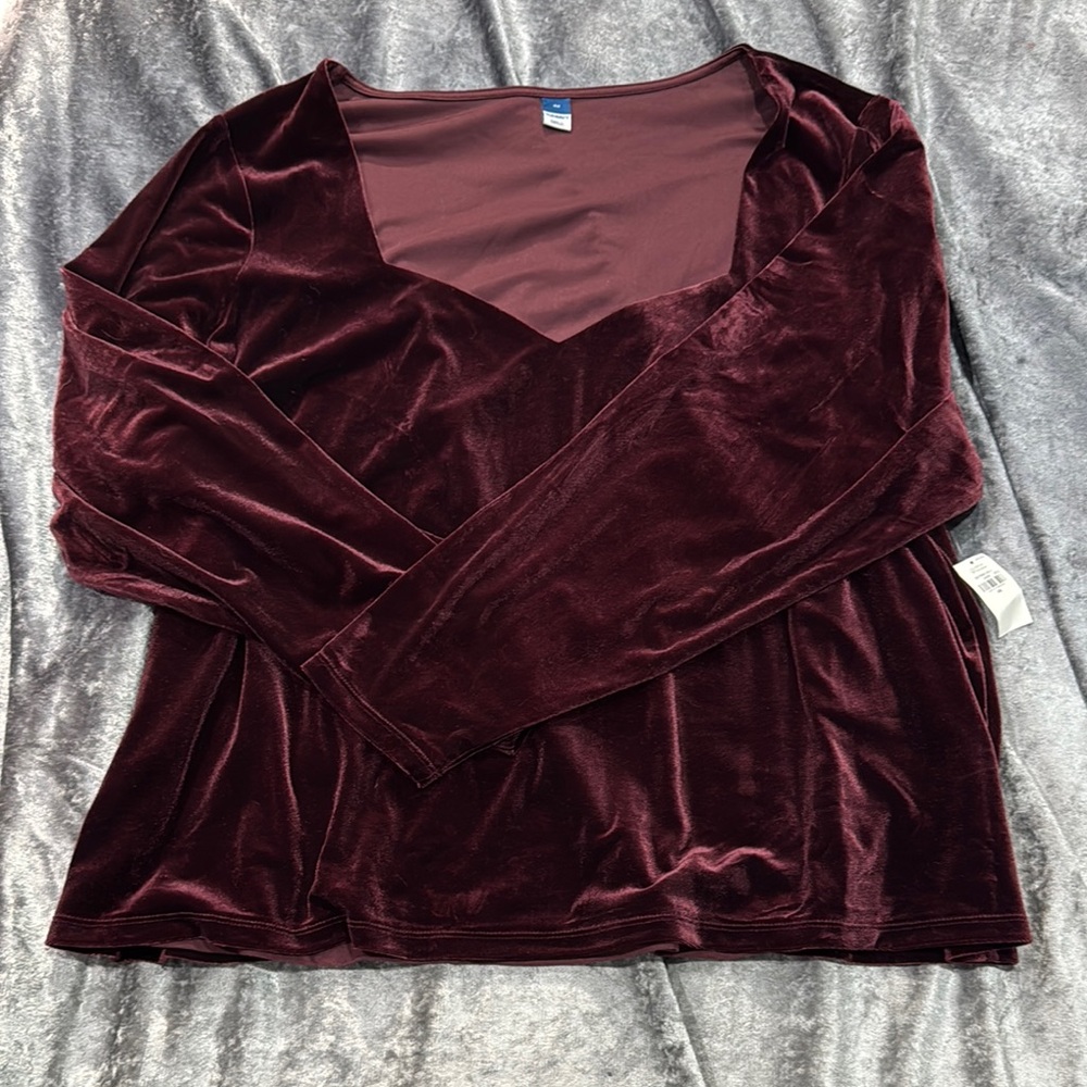 Old Navy Red Fitted Long Sleeve Blouse